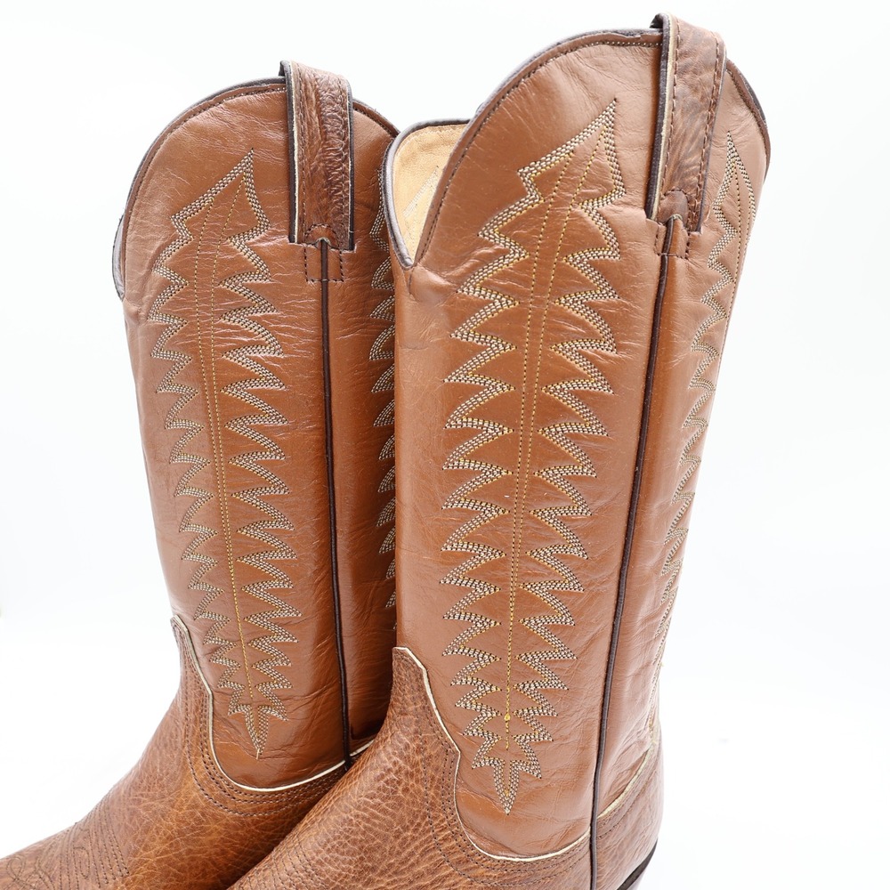 Wrangler Vintage Western Boots Mens 8.5D Brown Glazed Shoulder Leather NWT - Picture 4 of 16